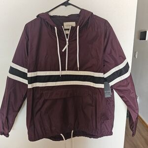 Zinc Maroon and White Bomber Jacket